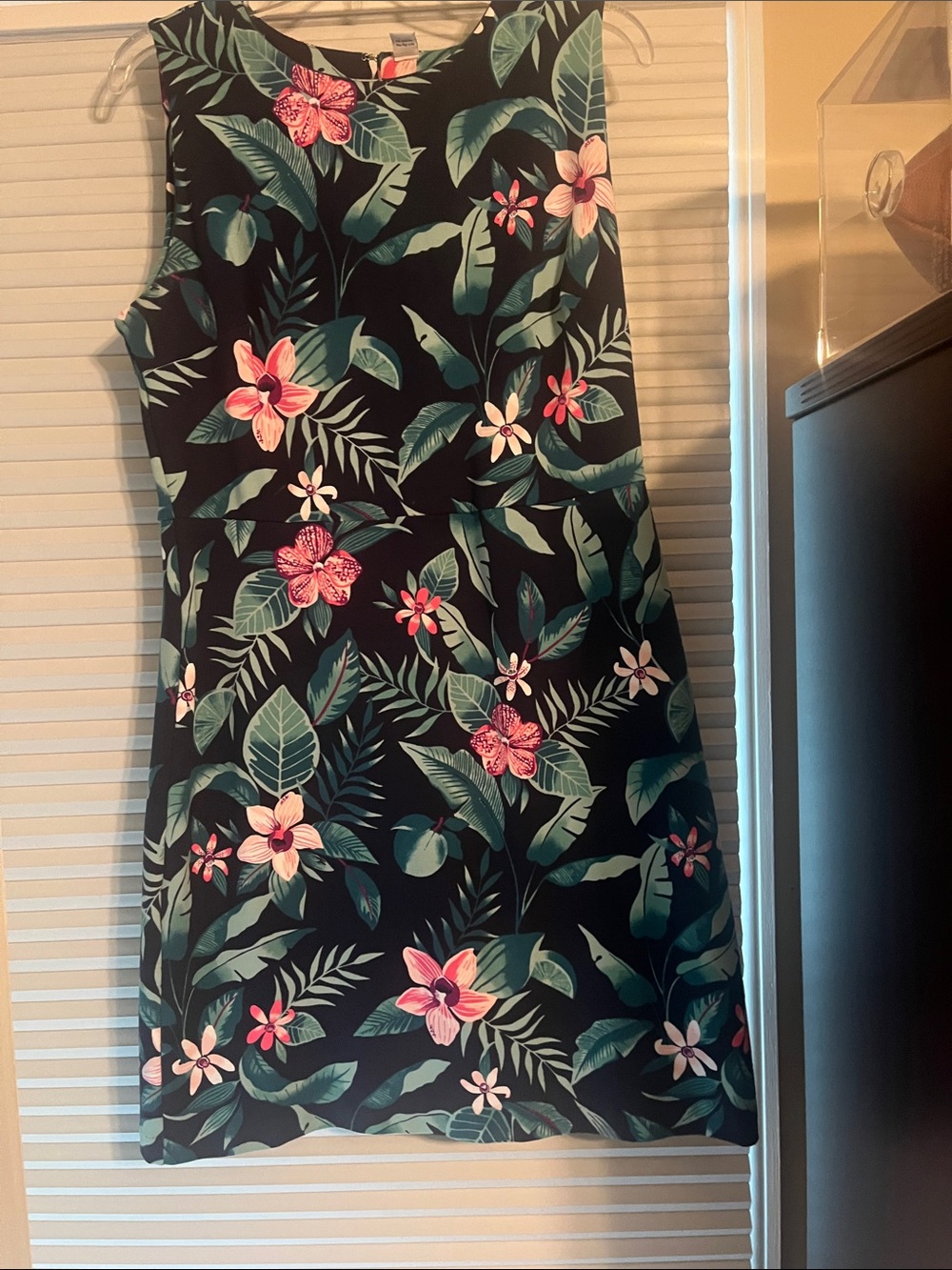 Old Navy Black Tropical Floral Sleeveless Mini Dress